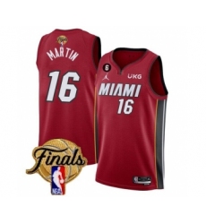 Men's Miami Heat #16 Caleb Martin Red 2023 Finals Statement Edition With NO.6 Stitched Basketball Jersey