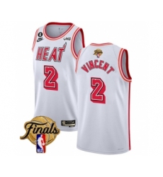 Men's Miami Heat #2 Gabe Vincent White 2023 Finals Classic Edition With NO.6 Stitched Basketball Jersey