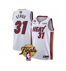 Men's Miami Heat #31 Max Strus White 2023 Finals Association Edition With NO.6 Stitched Basketball Jersey