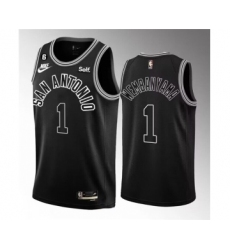 Men's San Antonio Spurs #1 Victor Wembanyama Black 2022-23 Classic Edition With NO.6 Stitched Basketball Jersey