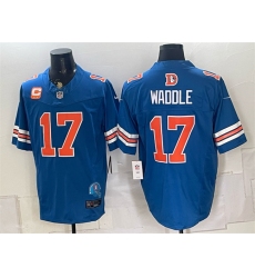 Men's Denver Broncos #17 Jaylen Waddle Blue F.U.S.E. With 2-Star C Throwback Vapor Limited Football Stitched Jersey