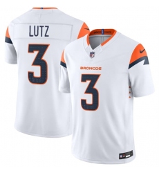 Men's Denver Broncos #3 Wil Lutz White 2026 F.U.S.E. Vapor Limited Stitched Football Jersey