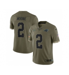 Men's Carolina Panthers #2 D. Moore 2022 Olive Salute To Service Limited Stitched Jersey