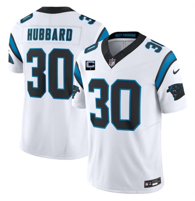 Men's Carolina Panthers #30 Chuba Hubbard White 2026 F.U.S.E. 1-Star C Vapor Limited Football Stitched Jersey