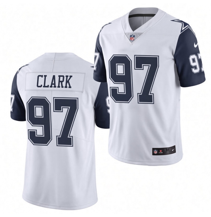 Mens Dallas Cowboys #97 Kenny Clark Nike White Color Rush Vapor F.U.S.E. Limited Jersey