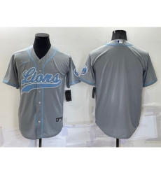 Men's Detroit Lions Blank Grey Stitched MLB Cool Base Nike Baseball Jersey