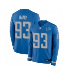 Men's Nike Detroit Lions #93 Da'Shawn Hand Limited Blue Therma Long Sleeve NFL Jersey