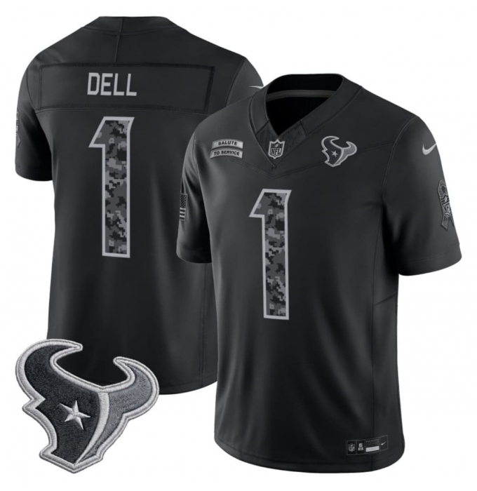 Men's Houston Texans #1 Tank Dell Black F.U.S.E. 2026 Salute to Service Limited Football Stitched Jersey