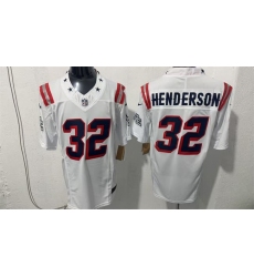 Men's New England Patriots #32 TreVeyon Henderson White F.U.S.E. Vapor Limited Football Stitched Jersey