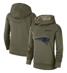 Women's New England Patriots Nike Olive Salute to Service Sideline Therma Performance Pullover Hoodie
