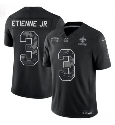 Men's New Orleans Saints #3 Travis Etienne Jr Black F.U.S.E. 2026 Salute to Service Limited Football Stitched Jersey