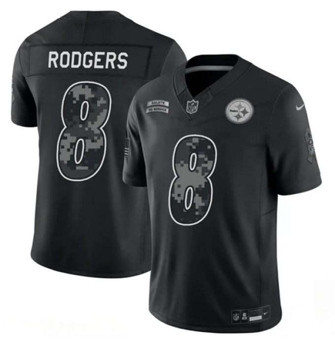 Men's Pittsburgh Steelers #8 Aaron Rodgers Black F.U.S.E. 2026 Salute to Service Limited Football Stitched Jersey
