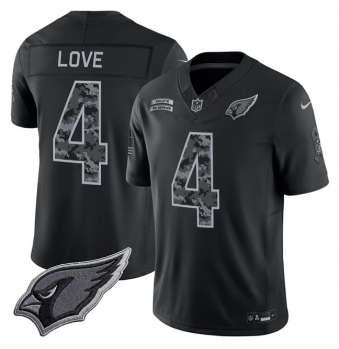 Men's Arizona Cardinals #4 Jeremiyah Love Black 2026 F.U.S.E. Salute to Service Limited Football Stitched Jersey