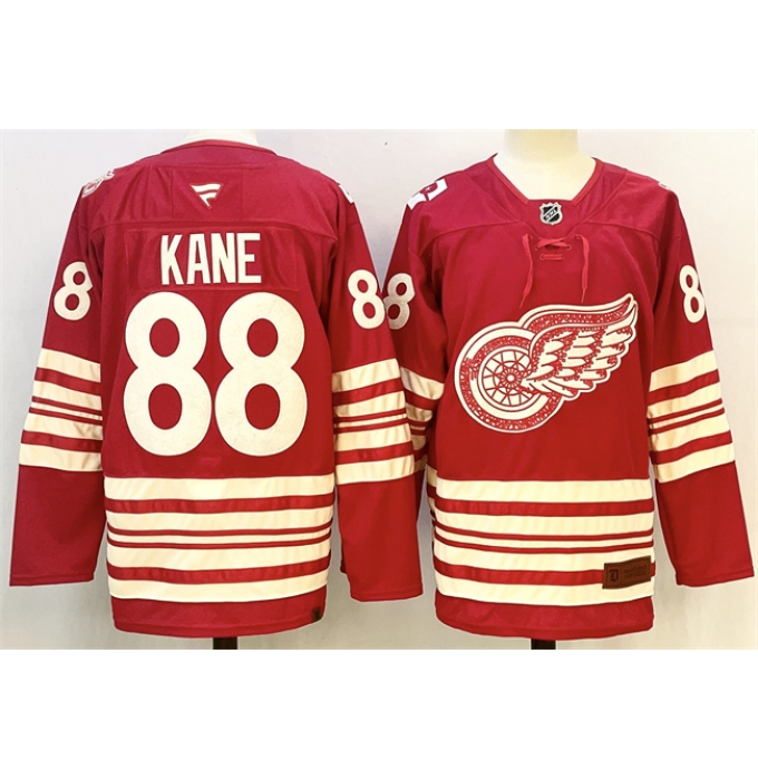 Men's Detroit Red Wings #88 Patrick Kane Red 2025-26 Centennial Premium Stitched Hockey Jersey