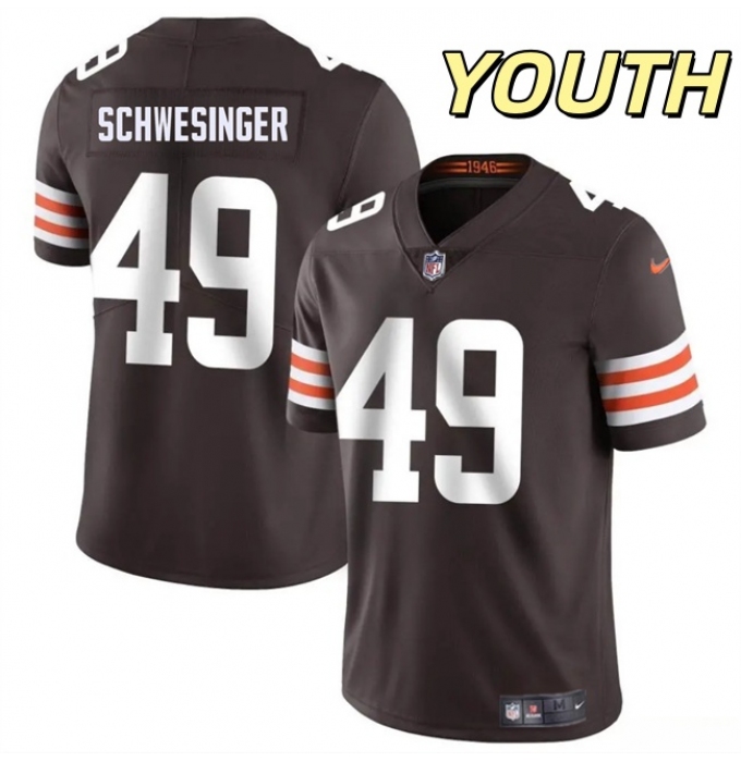 Youth Cleveland Browns #49 Carson Schwesinger Brown Vapor Untouchable Limited Stitched Football Jersey