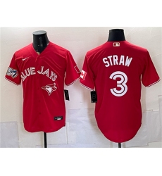 Men's Toronto Blue Jays #3 Myles Straw Red 50 Seasons Patch Stitched Baseball Jersey