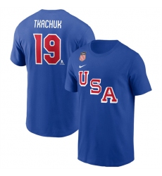 Men's US Hockey #19 Matthew Tkachuk Royal 2026 Name & Number T-Shirt
