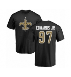 Football New Orleans Saints #97 Mario Edwards Jr Black Name & Number Logo T-Shirt