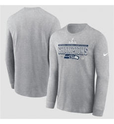 Men's Seattle Seahawks Heather Gray 2025 NFC Champions Locker Room Trophy Collection Long Sleeve T-Shirt