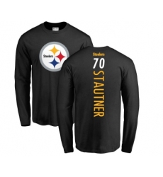 Football Pittsburgh Steelers #70 Ernie Stautner Black Backer Long Sleeve T-Shirt