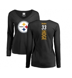 Football Women's Pittsburgh Steelers #33 Merril Hoge Black Backer Slim Fit Long Sleeve T-Shirt