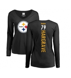 Football Women's Pittsburgh Steelers #79 Javon Hargrave Black Backer Slim Fit Long Sleeve T-Shirt