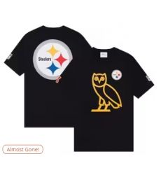 Men's Pittsburgh Steelers OVO x NFL Black OG Owl T-Shirt