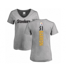 Women's Pittsburgh Steelers #51 Mark Barron Ash Backer V-Neck T-Shirt