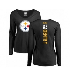 Women's Pittsburgh Steelers #83 Zach Gentry Black Backer Slim Fit Long Sleeve T-Shirt