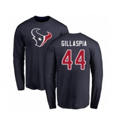 Football Houston Texans #44 Cullen Gillaspia Navy Blue Name & Number Logo Long Sleeve T-Shirt