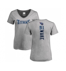 Football Women's Tennessee Titans #91 Cameron Wake Ash Backer T-Shirt