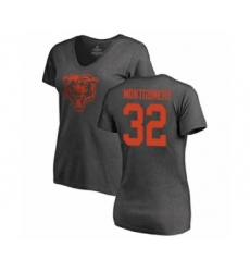 Football Women's Chicago Bears #32 David Montgomery Ash One Color T-Shirt