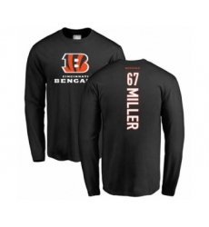 Football Cincinnati Bengals #67 John Miller Black Backer Long Sleeve T-Shirt