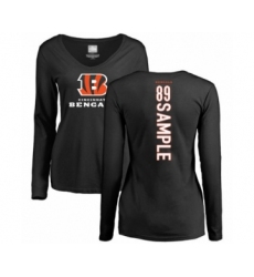 Football Women's Cincinnati Bengals #89 Drew Sample Black Backer Long Sleeve T-Shirt