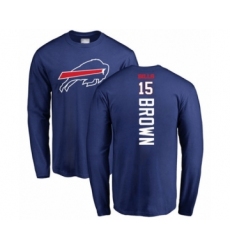 Football Buffalo Bills #15 John Brown Royal Blue Backer Long Sleeve T-Shirt