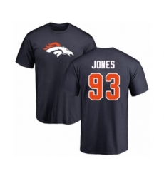 Football Denver Broncos #93 Dre'Mont Jones Navy Blue Name & Number Logo T-Shirt