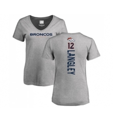 Football Women's Denver Broncos #12 Brendan Langley Ash Backer V-Neck T-Shirt