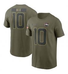Men's Denver Broncos #10 Bo Nix Olive 2025 Salute to Service Name & Number T-Shirt
