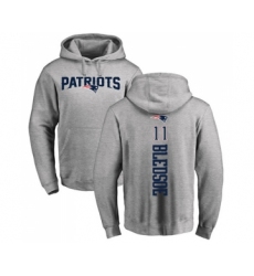 Football New England Patriots #11 Drew Bledsoe Ash Backer Pullover Hoodie