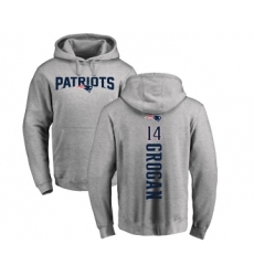 Football New England Patriots #14 Steve Grogan Ash Backer Pullover Hoodie