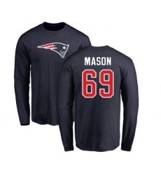 Football New England Patriots #69 Shaq Mason Navy Blue Name & Number Logo Long Sleeve T-Shirt