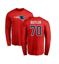 Football New England Patriots #70 Adam Butler Red Name & Number Logo Long Sleeve T-Shirt