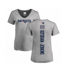 Football Women's New England Patriots #88 Austin Seferian-Jenkins Ash Backer V-Neck T-Shirt