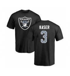 Football Oakland Raiders #3 Drew Kaser Black Name & Number Logo T-Shirt