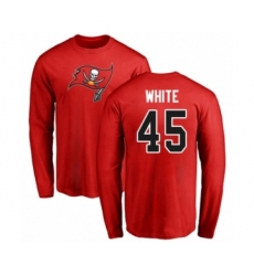 Football Tampa Bay Buccaneers #45 Devin White Red Name & Number Logo Long Sleeve T-Shirt