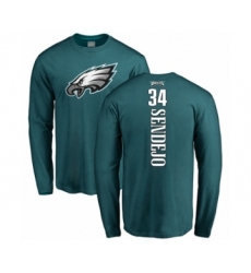 Philadelphia Eagles #34 Andrew Sendejo Green Backer Long Sleeve T-Shirt