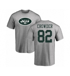 Football New York Jets #82 Jamison Crowder Ash Name & Number Logo T-Shirt