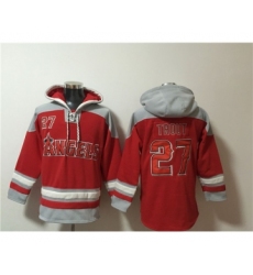 Men's Los Angeles Angels #27 Mike Trout Red Ageless Must-Have Lace-Up Pullover Hoodie