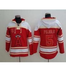 Men's LA Angels Of Anaheim #5 Albert Pujols Red Baseball MLB Hoodie