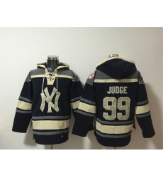 Men's New York Yankees #99 Aaron Judge Navy Ageless Must-Have Lace-Up Pullover Hoodie